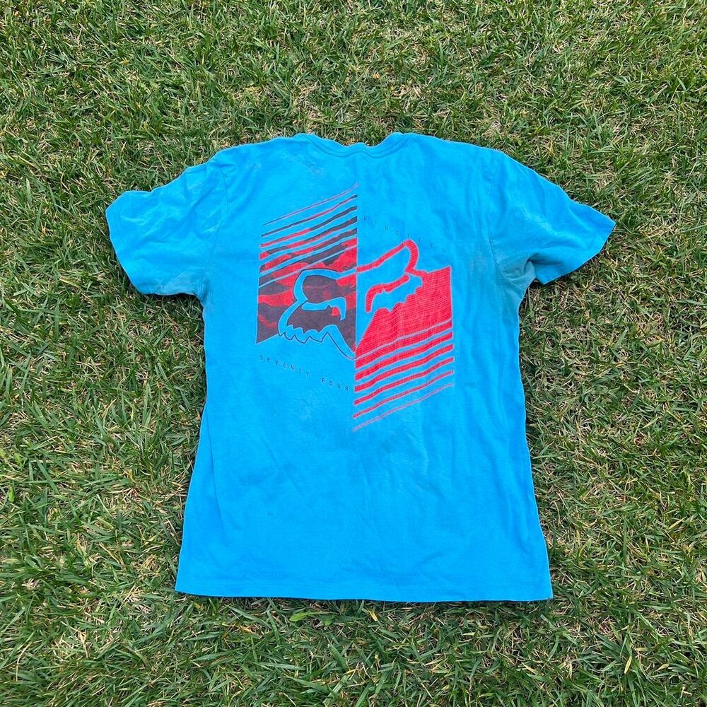 Fox Racing Graphic tee mens size M blue aqua